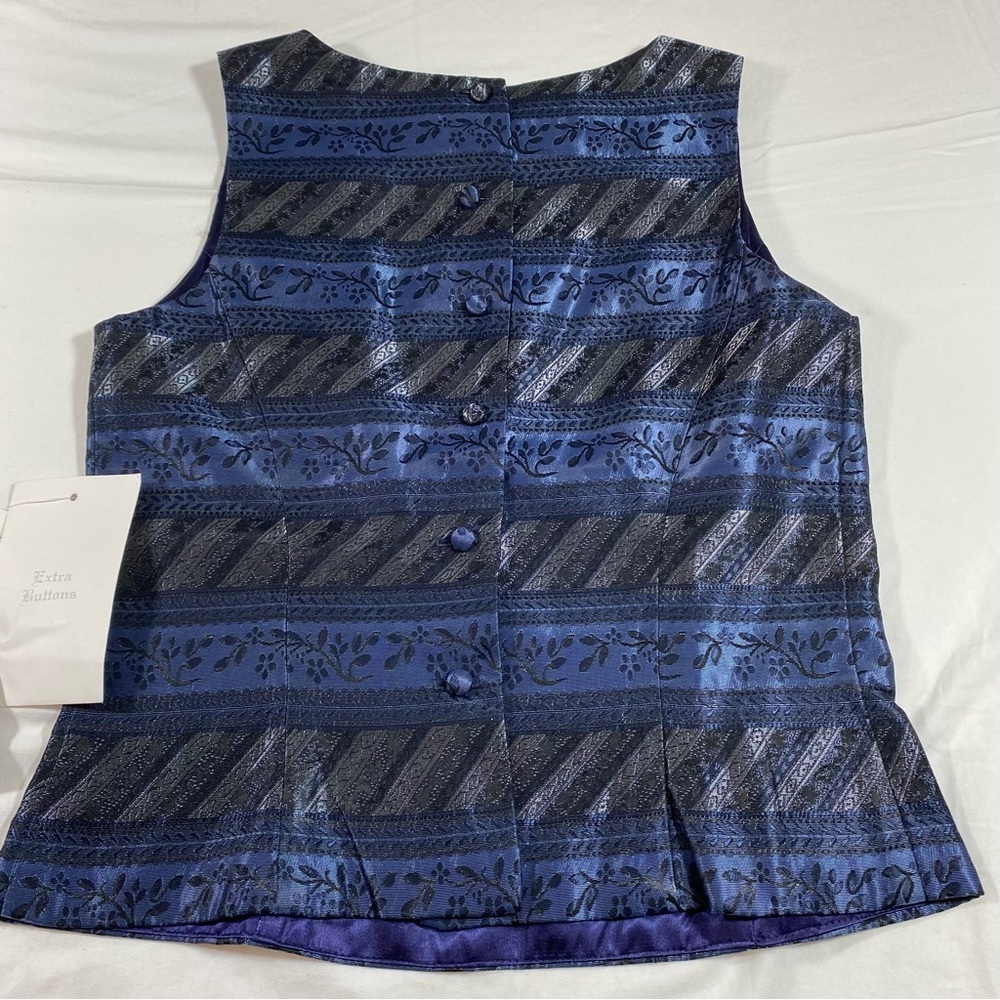 Scott McClintock Tank Top Woman’s 4 Tapestry Blouse Blue High Neck Button Down - Picture 10 of 12
